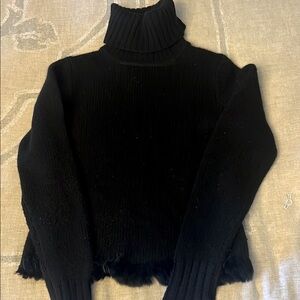 The most luxurious 3 ply cashmere Black Turtleneck Sweater, Lafayette sz S